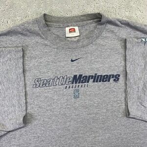 Vintage Nike Seattle Mariners Baseball T Shirt XXL‎ Gray MLB Center Swoosh Y2k